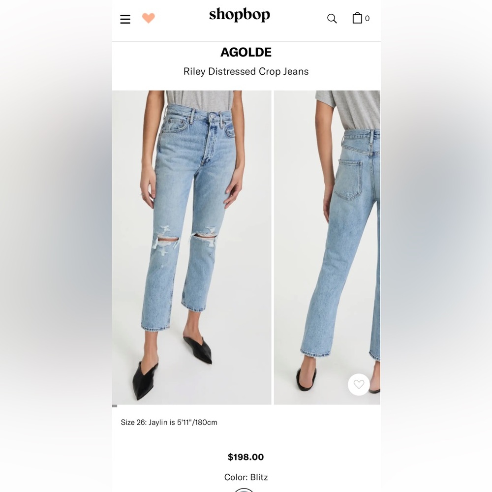 Agolde Riley Distressed Crop Jeans